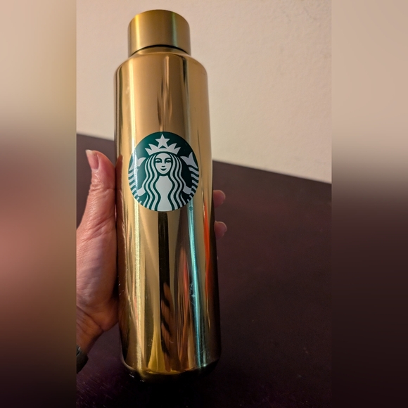Walt Disney World 50th Anniversary Mickey x Starbucks Gold Metal Bottle Tumbler - Picture 3 of 10